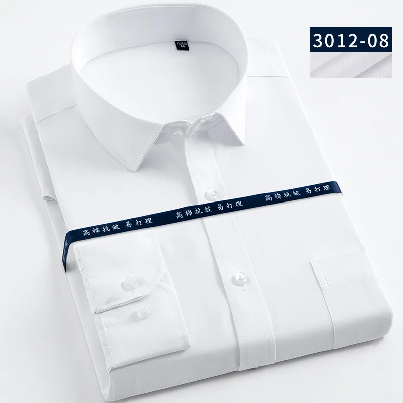 3012 08 Pure white 1 Для мужчин s повседневные тонкие рубашки Fit Большой Размеры 6XL 7XL 8XL полосатый/твил мужская одежда рубашка с длинным рукавом Для мужчин работы футболки Мужской топы - Цвет: 3012 08 Pure white 1