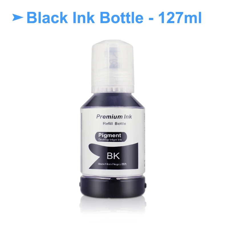 Black-127ml 003 101 102 105 502 504 Заправка чернилами для принтера Epson L4150 L4160 L6160 L6170 L6190 ET2750 ET3700 4750 заменить EcoTank чернила для Epson - Цвет: Black-127ml