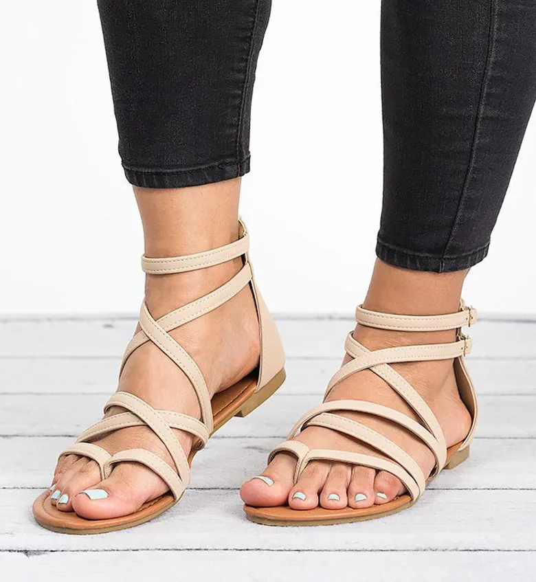 

Factory Direct Women Sandals Plus Size 43 Gladiator Sandals For Beach Flat Summer Shoes Woman Zip Dropshipping Chaussures Femme