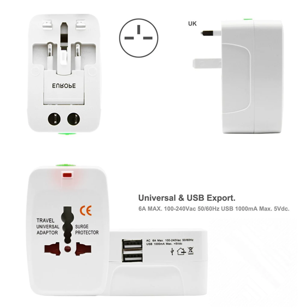 Универсальный переходник с двумя USB-портами зарядное устройство переменного