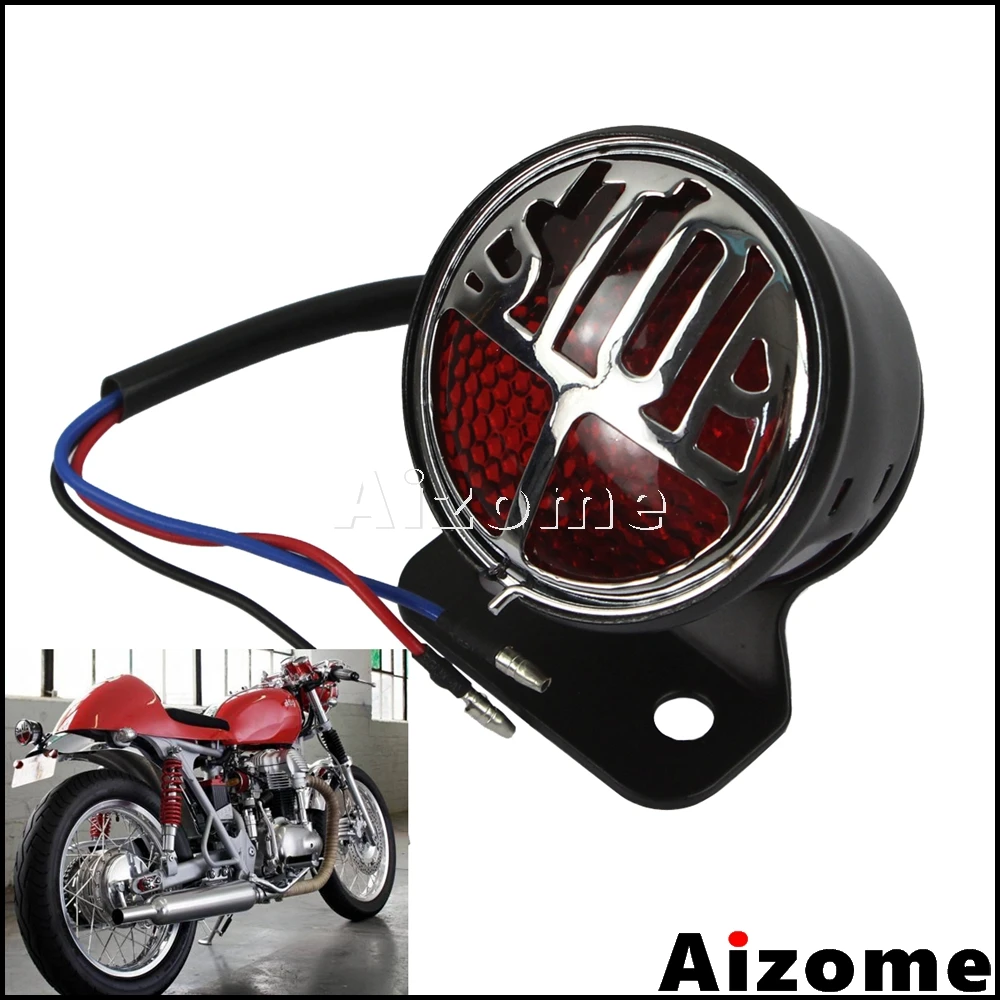 Motorcycle LED &quotSTOP&quot Miller Tail Light Number Plate Rear Lamp Brake Stop For Harley Triumph Custom Bobber Cafe Racer |