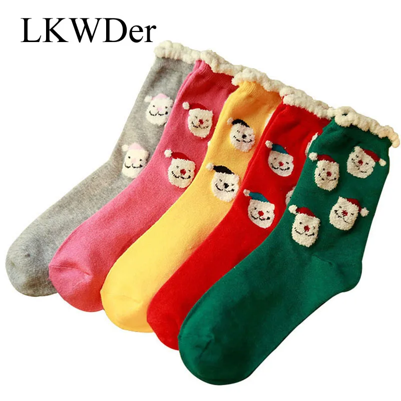 

5 Pairs Christmas Socks Women Fashion Santa Claus Happy Funny Socks Calcetines Mujer Spring Winter Warm Cotton Girls Sock Meias
