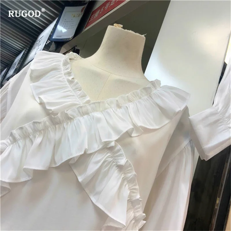 RUGOD 2019 новые персонализированные женские рубашки с перекрестными оборками v