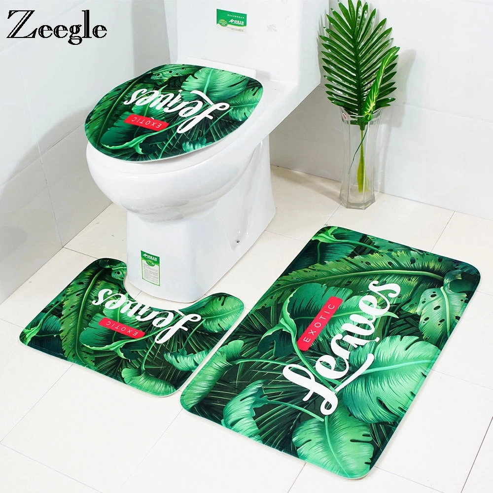 

Zeegle Mats For Bathroom Floor Mat Absorbent Toilet Lid Cover Bathroom Carpet Set Non-slip Bath Mat Bathroom Rug Shower Room Mat