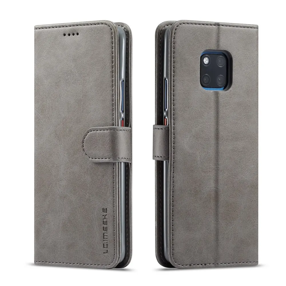 Grey Чехол-бумажник в стиле ретро из искусственной кожи для huawei mate 20 30 10 Pro Lite, флип-чехлы для телефонов P30 P 20 10 Pro Smart Lite Pro Y 9 5, чехол - Цвет: Grey