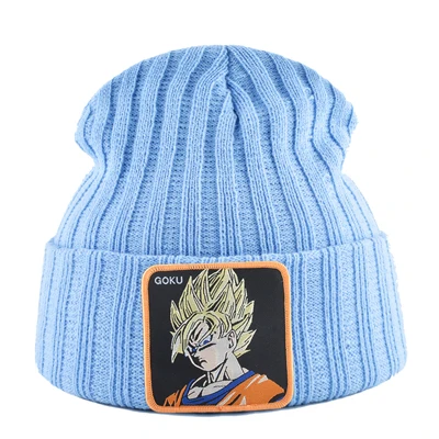 Модные dragon ball вязанные шапочки Skullies вязаные шапочки зимние, шапки для мужчин крутые Гоку beanie cap женские осенние повседневные Шапки chapeau femme - Цвет: BLUE1