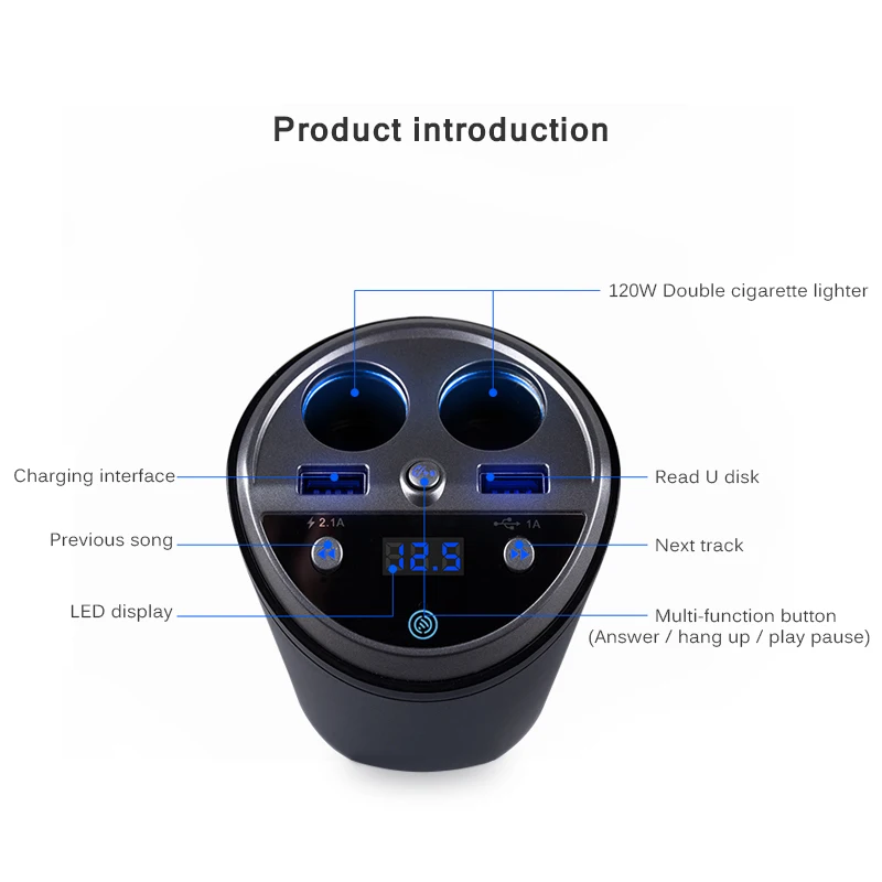 ANLUD Bluetooth FM передатчик модулятор 5 в 1 прикуриватель двойной USB 2.1A автомобильное