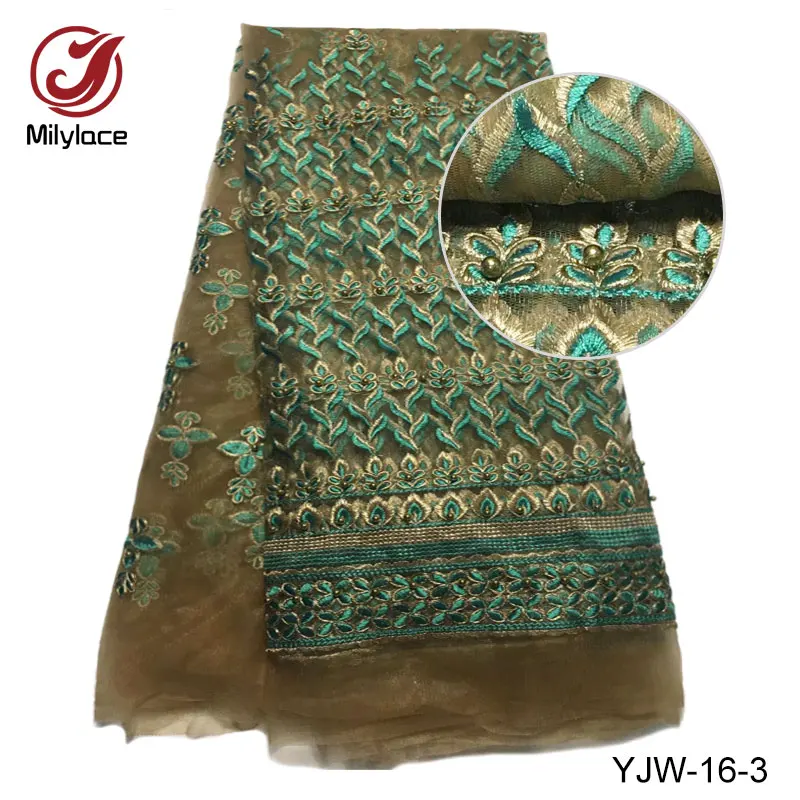New coming embroidery lace fabric with stones high quality african nigerian tulle net for dress YJW-16 | Дом и сад