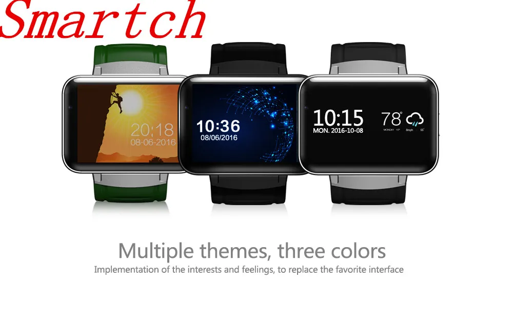 Смарт-часы Smartch DM98 Bluetooth 2 дюйма Android 4 ОС 3G умные часы телефон MTK6572 двухъядерный 1