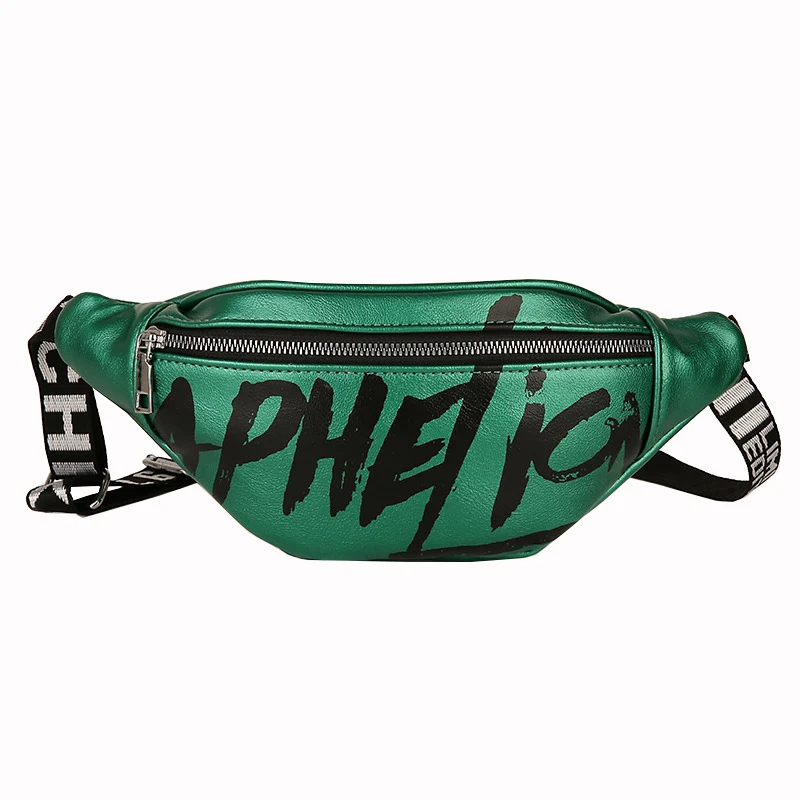 Green Waist Bag Поясные сумки для женщин, новинка, модные женские сумки с банановым поясом, поясная сумка, тренд для девушек, хип-хоп, с буквенным принтом, сумки через плечо из искусственной кожи - Цвет: Green Waist Bag