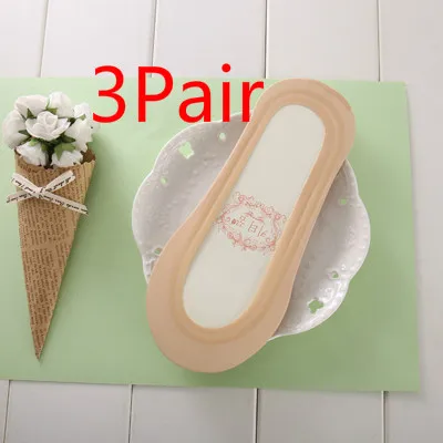 3 Pair 1/3/4Pairs Women Silicone Invisible Cotton Socks Slippers for Girls Summer Thin Boat Socks Non Slip Low Cut Ankle Sox Calcetines - Цвет: 3 Pair