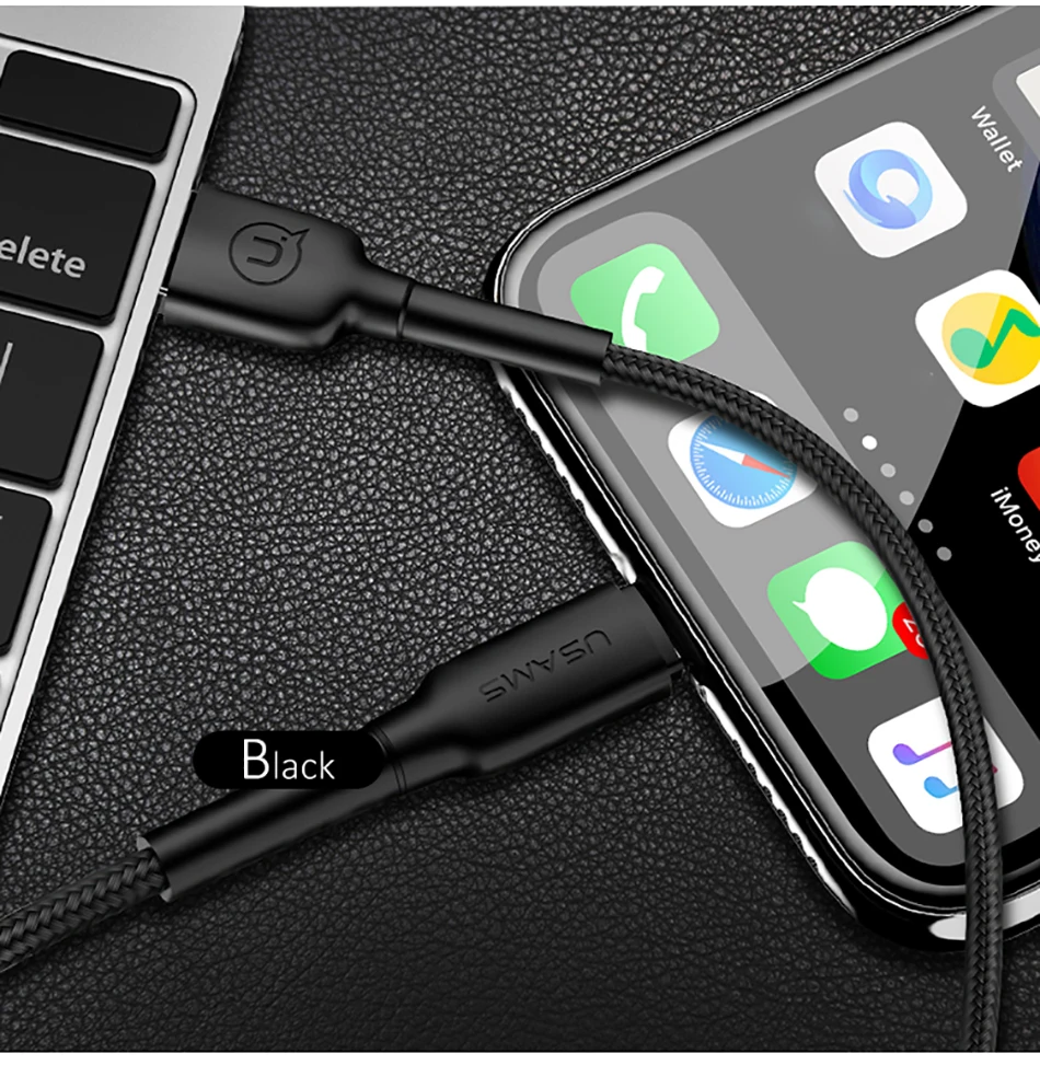USAMS кабель освещения для iphone кабель зарядного устройства для iphone 5 6 7 8 XS 2 м кабель usb для iphone кабель ios 12 11 10 9 для ipad air 2