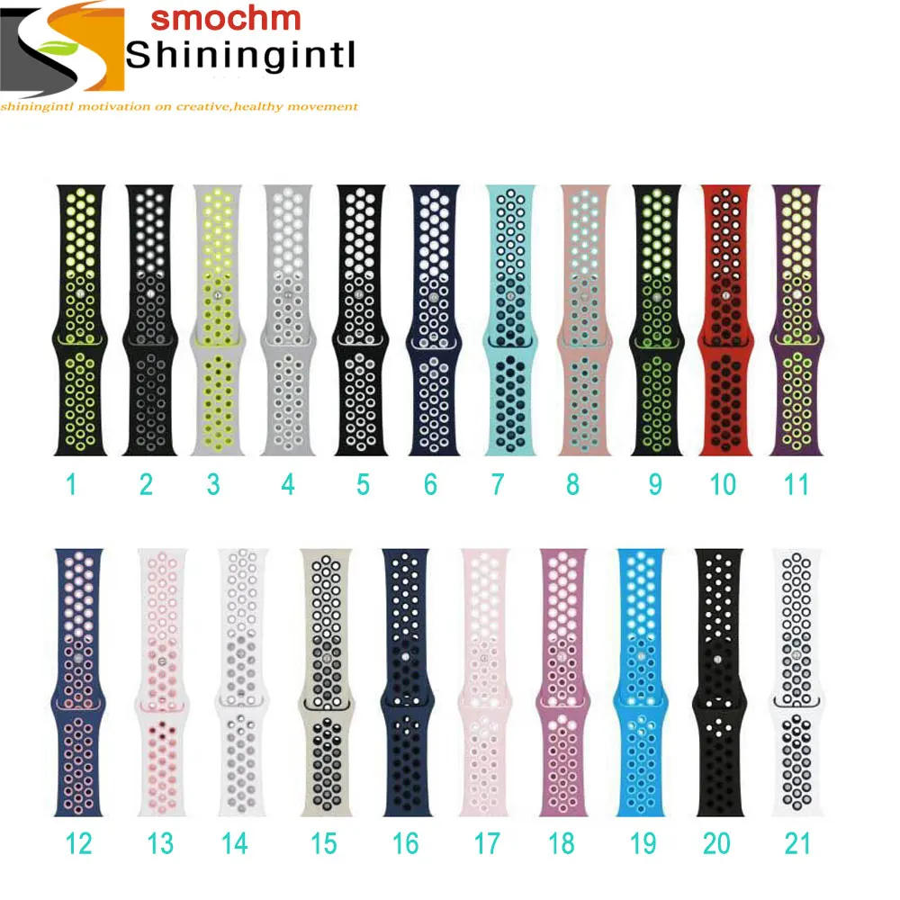 Smochm красочный сменный NK спортивный силиконовый ремешок для Apple Watch 44 мм/42 мм/40 мм/38