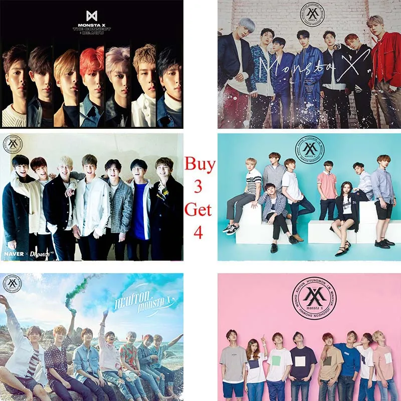Monsta X плакаты K POP наклейки на стену белая бумага с покрытием печать высокое