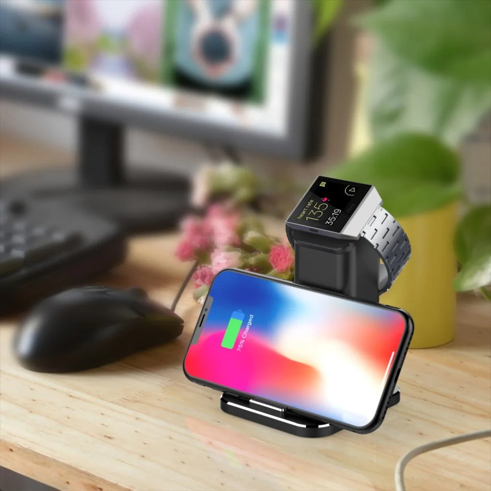 Fitbi T зарядное устройство XUNMEJ 2 в 1 Подставка для зарядки FoArFitbi T Blaze и универсальные смартфоны и планшеты