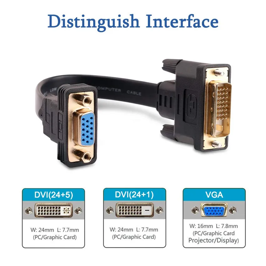 Адаптер DVI-i 24 + 1 к VGA переходник типа Папа-VGA с позолоченным 1080P цифровым видео