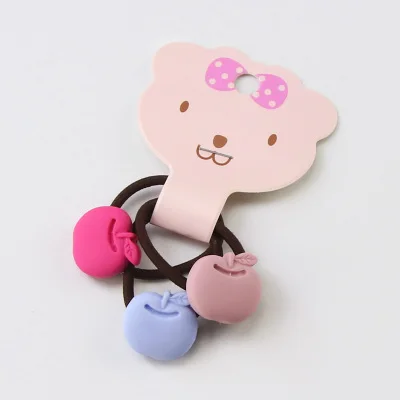 3 3Pcs/Set Good Quality Candy Colors Cartoon Acrylic Girls Elastic Rubber Bands Cute Hair Bands Ponytail Holder Hair Accessories - Цвет: 3