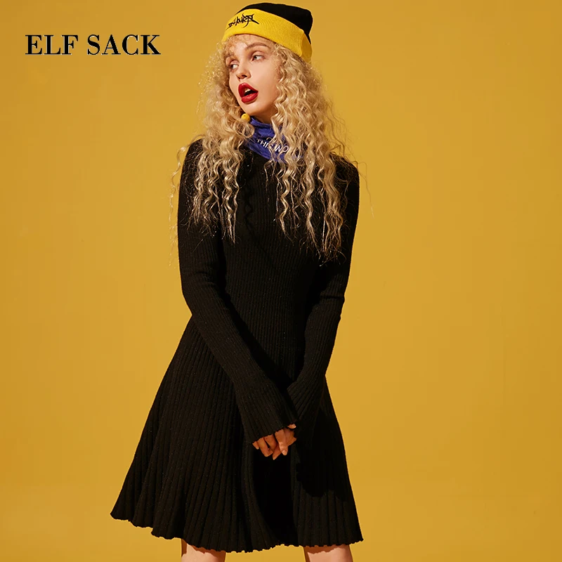 ELFSACK европейский стиль новинка женское платье повседневное прямое однотонное до