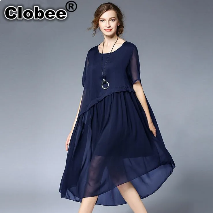 Женское шифоновое платье большого размера офисное 4XL 2019|Женские платья| |