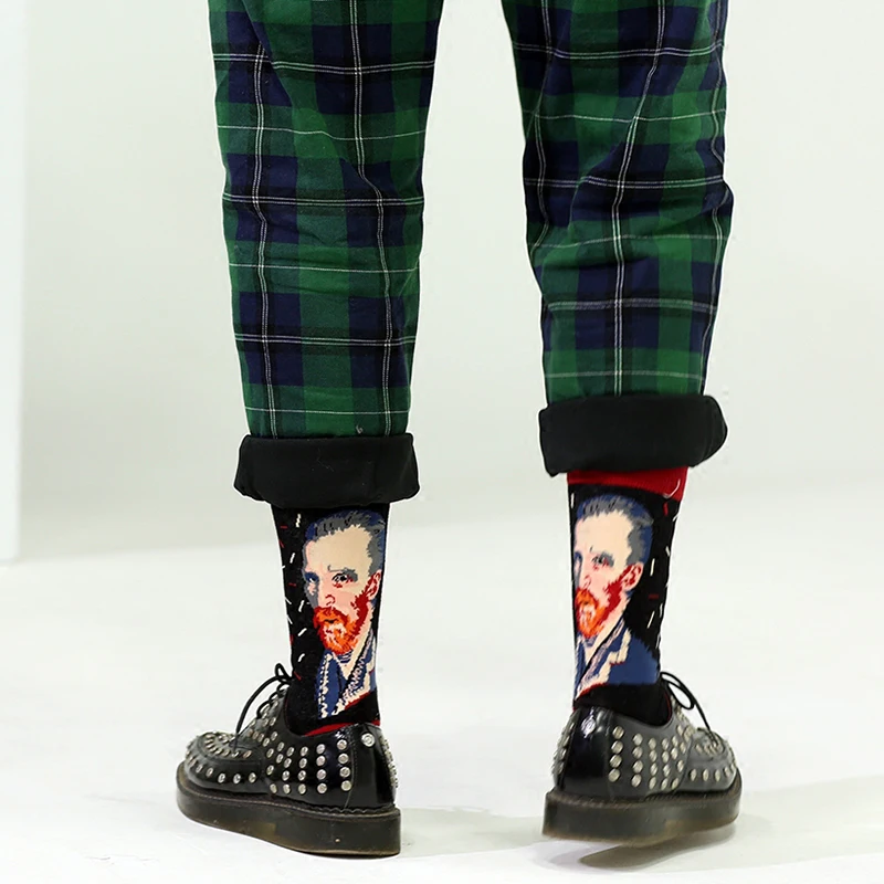 Винтажные художественные носки Ван Гога с рисунком для мужчин хлопковые