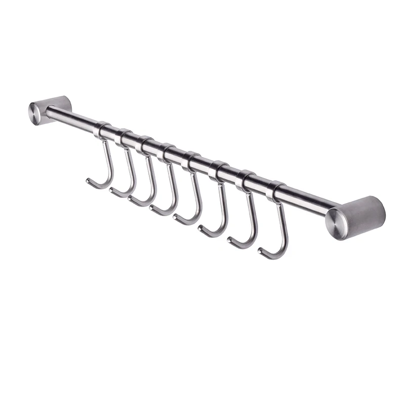 8 HOOKS Нержавеющая сталь настенный крепежный винт 7/8/9, крючки, станок и горка ряд настенные крючки Кухня вешалка для подвесная щетка Пособия по кулинарии инструменты Полотенца - Цвет: 8 HOOKS