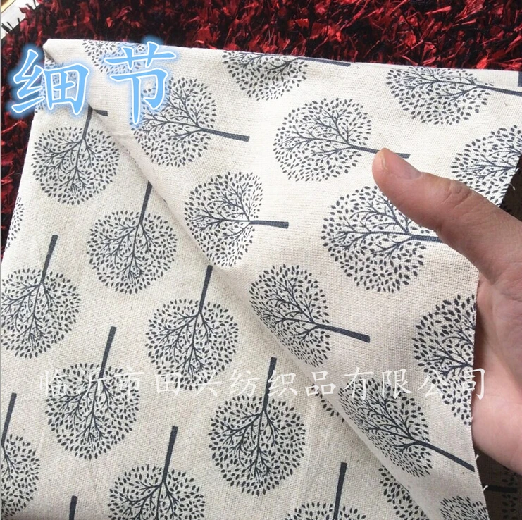 F 50 см * 150 маленькое дерево льняная ткань для лоскутного принта конопляная ручная