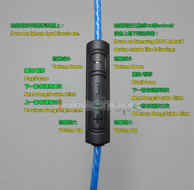 

LN004885 3.5mm-2.5mm male Cable + Remote Mic for iphone Android to AE2 AE2i AE2w oe2 oe2i Headphone