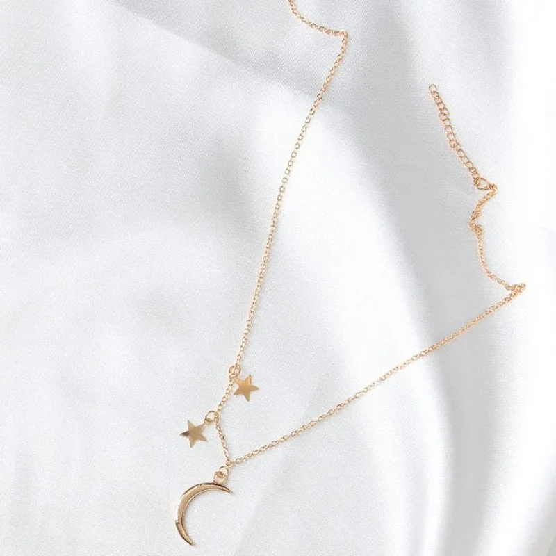Volunge 2017 Fashion Metal Moon Star Pendant Necklace Simple New Jewelry Gold Color Alloy Christmas Gift | Украшения и аксессуары