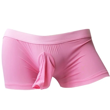 Pink IEFiEL, мужские сексуальные трусы с открытым мешочком для нежного пениса, облегающие трусы-боксеры с выпуклостью, шорты-бандаж для геев, нижнее белье, трусы - Цвет: Pink