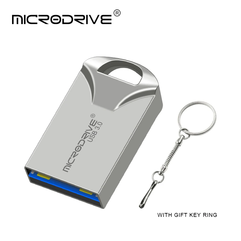 Silver USB 3,0 ультра мини USB флеш-накопитель 16 ГБ 32 ГБ usb флешка 64 Гб 128 ГБ флеш-накопитель водонепроницаемый флеш-накопитель с брелком в подарок - Цвет: Silver