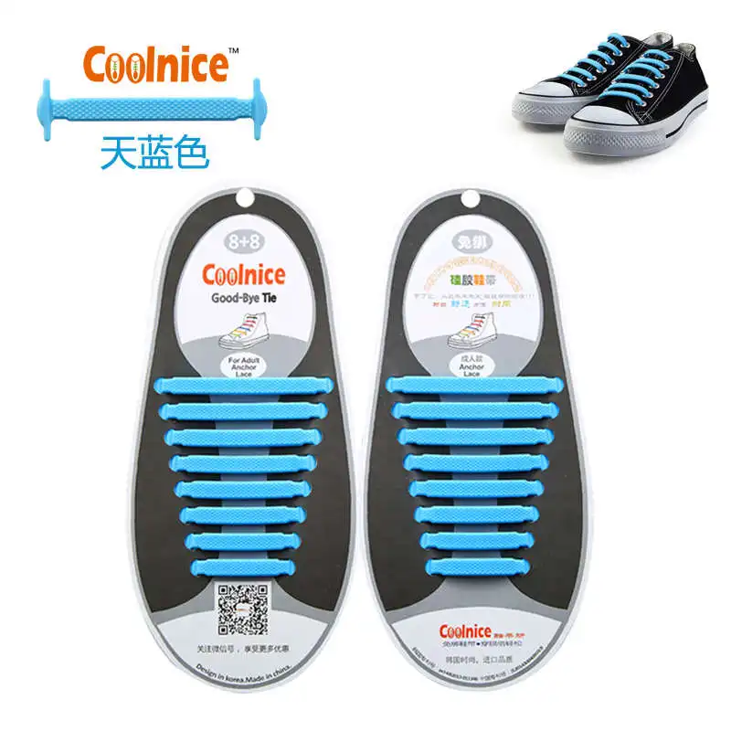 sky blue 16 Шт./компл. шнурки tenis случайные кроссовки Мода Унисекс Женские Мужчины Спортивное Кроссовки Без Галстука Шнурки Эластичные Силиконовые Обуви гирлянда кроссовки женские шнурки светящиеся шнурки для ботинок - Цвет: sky blue