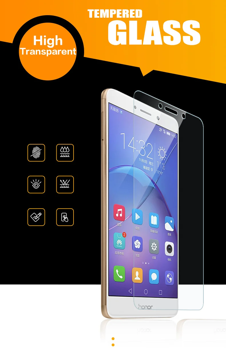 2 шт закаленное стекло huawei Honor 6X Защитная пленка для huawei Honor 6X стеклянная пленка для Honor 6X защитная пленка 5,5 дюймов Wolfsay