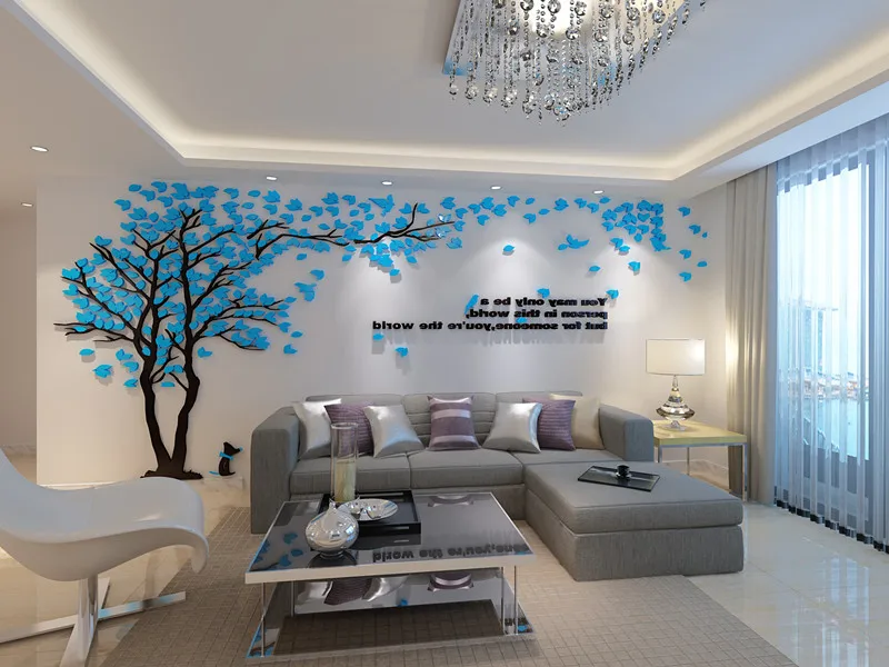 Light Blue-LEFT Большая акриловая настенная наклейка, украшение для комнаты, 3D Наклейка на стену, s Наклейки для декора стен, сделай сам, зеркальная Фреска, художественные обои для фона - Цвет: Light Blue-LEFT