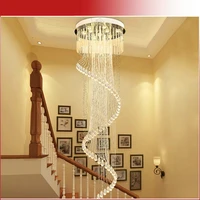 new rotating luxury modern crystal pendant light for high rise stairway fashion creative lamps home lighting with led bulbs