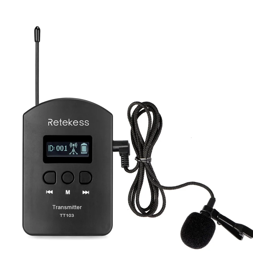 Беспроводной портативный аудиопередатчик Retekess UHF 1 передатчик + микрофон usb