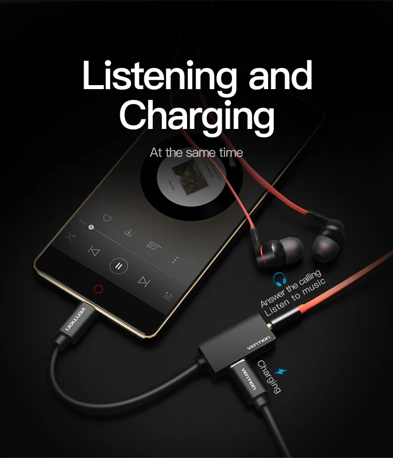 Адаптер для наушников Vention type C до 3,5 мм, зарядное устройство, USB C, Aux, аудио кабель, разъем 3,5, конвертер для наушников для Xiaomi Mi6, huawei Mate10