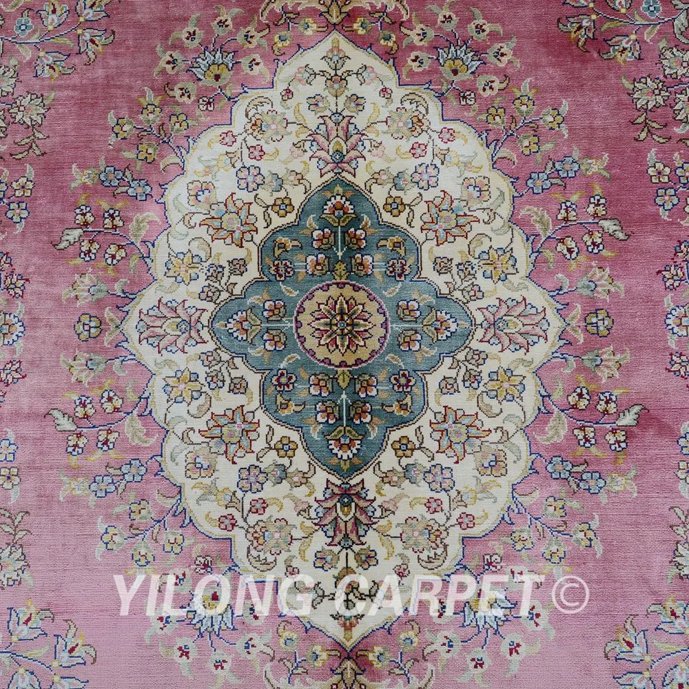 Традиционный коврик Yilong 4 'x 6' розовый выгодный Шелковый из кашмирского шелка