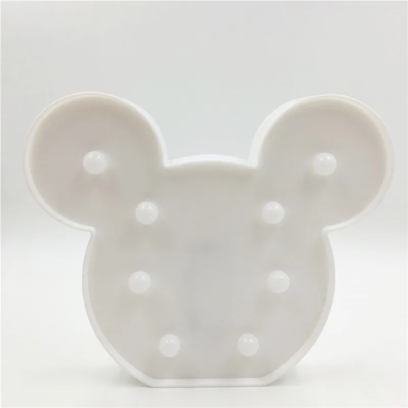 White Прямая поставка мультфильм 3D в форме Микки ночник красный черный белый цвет тела Ночная лампа AA на батарейках Спальня Декор Светильник - Испускаемый цвет: White
