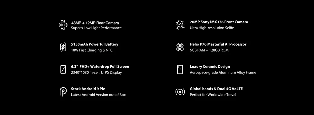 UMIDIGI S3 Pro 4G смартфон 6,3 дюймов Android 9,0 Pie Helio P70 Восьмиядерный 2,1 ГГц 6 ГБ 128 ГБ 5150 МП отпечаток пальца мАч мобильные телефоны