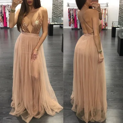 SheeYon Для женщин вечерние банкетные клуб платье блестки марлевые Spangled шифон