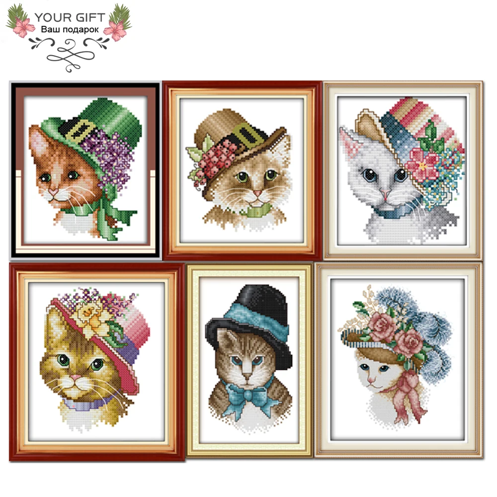 

Набор для вышивки крестом Joy Sunday D188(1)(2)(3)(4)(5)(6) Бесплатная доставка домашний декор Благородный Кот животные набор для рукоделия
