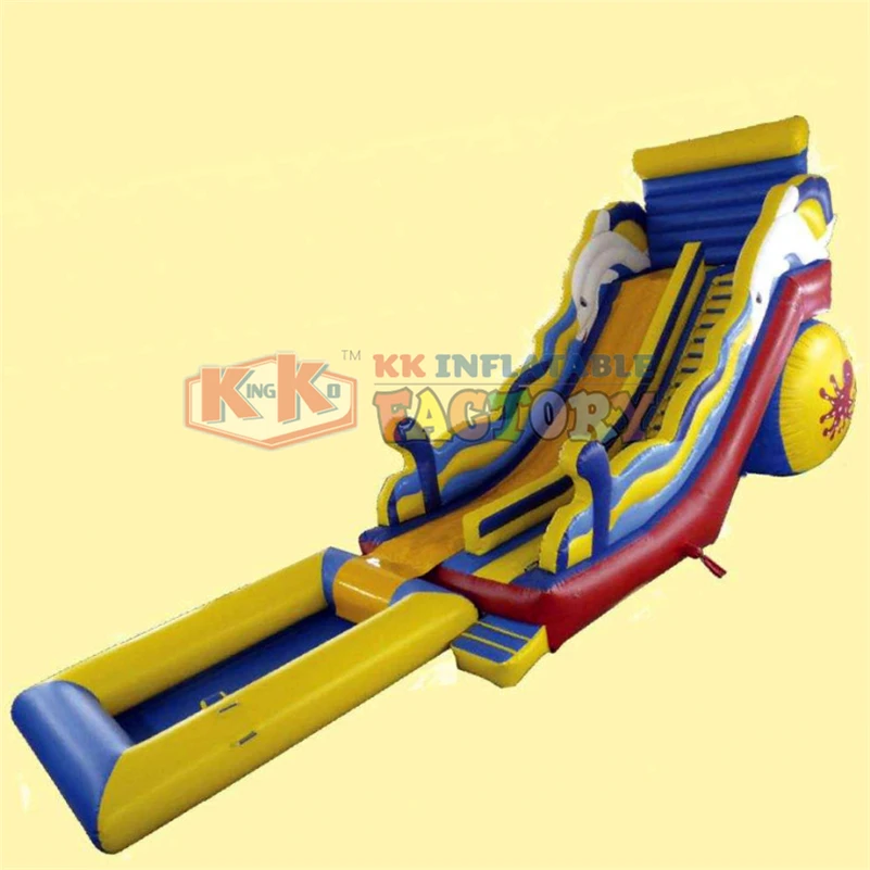 Goede Giant Opblaasbare Commerciële Opblaasbare Glijbaan, Strand Opblaasbare Water Park Slides Met Front Zwembad