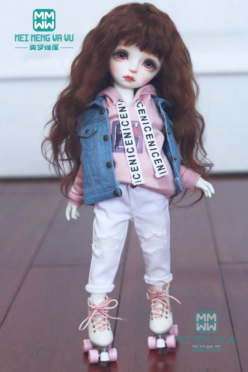 27 см-30 см 1/6 BJD YOSD Кукла одежда модный джинсовый жилет, толстовка, брюки с дырками