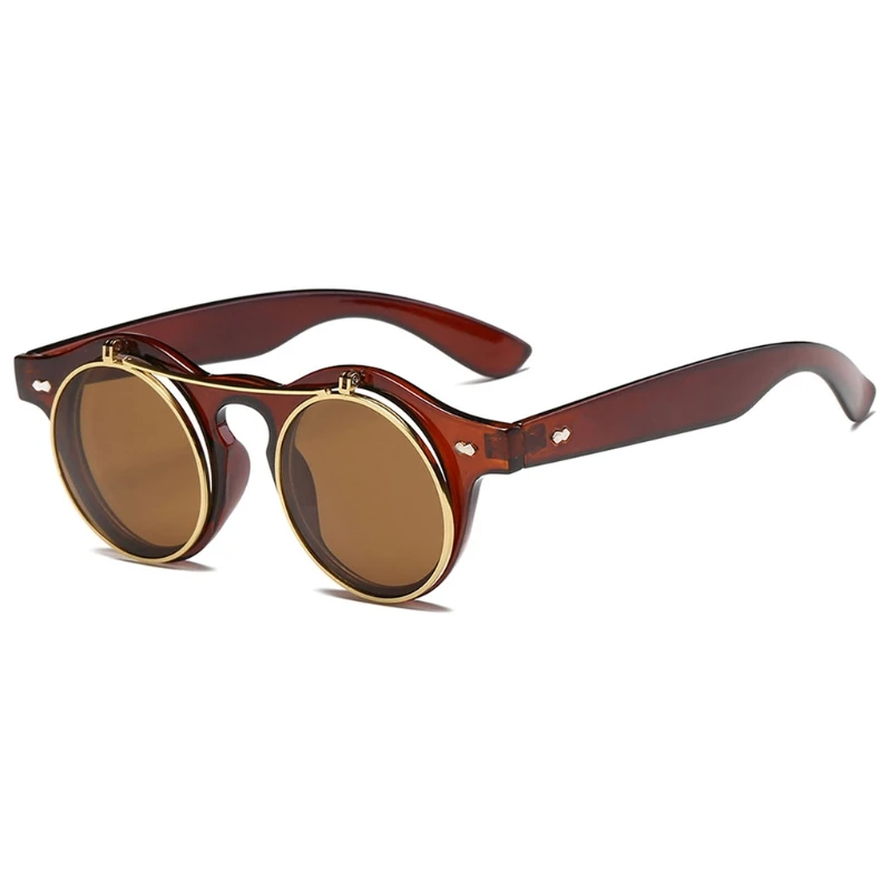 Steampunk Round Sunglasses Cover Clear Lens Sun Glasses Women Men Vintage Metal2018 New | Аксессуары для одежды