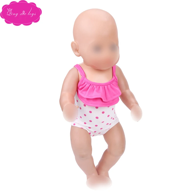 43 cm baby dolls Clothes print strap bathing suit swimwear bikini jumpsuits Dress accessories fit 18 inch Girl doll f401 | Игрушки и