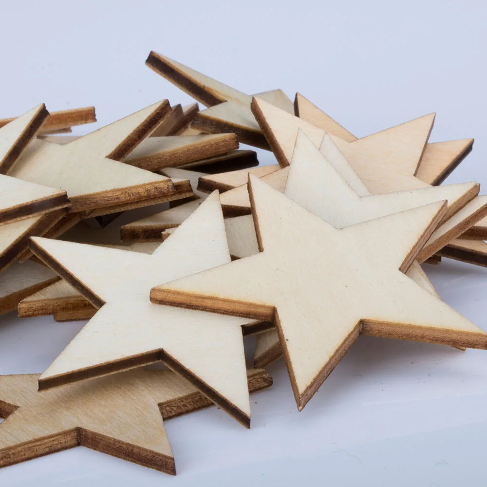 Wooden Stars Shapes Blank Embellishments Craft DIY Scrapbooking Decor For Home Wedding Party Supplies | Дом и сад
