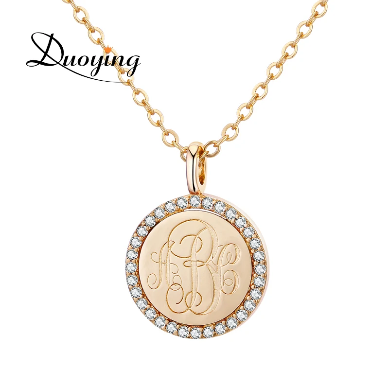Duoying Золотая монета ожерелья с буквой персонализированные пользовательские