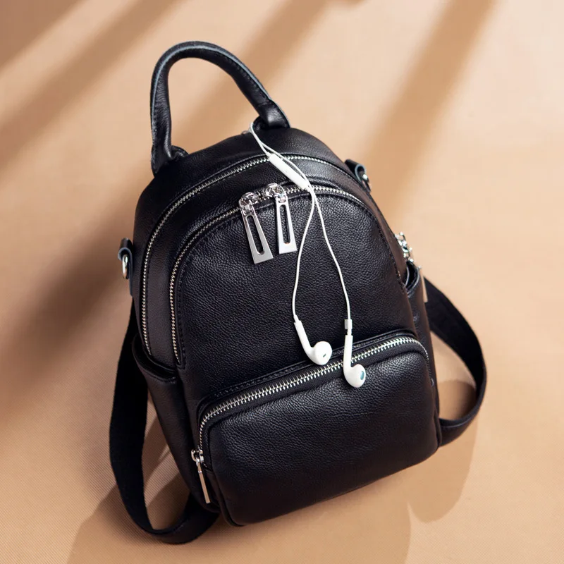 Женский рюкзак из коровьей кожи Модный Блестящий натуральной с заклепками и