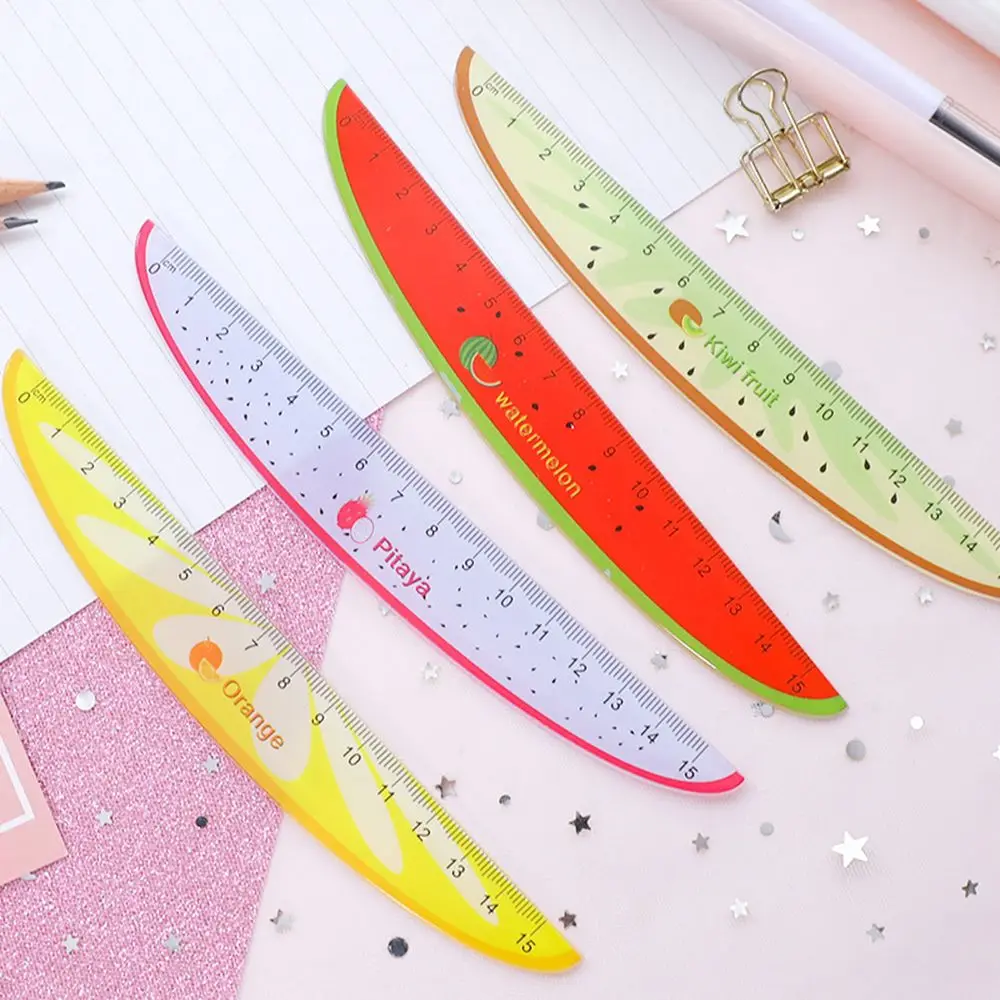 

15cm Cute Kawaii Plastic Ruler Creative Fruit Ruler For Kids Student Novelty Item Korean Stationery Random Color