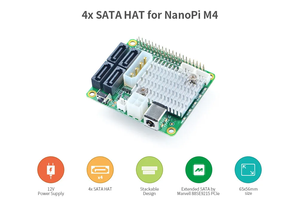 4x SATA шляпа для NanoPi M4